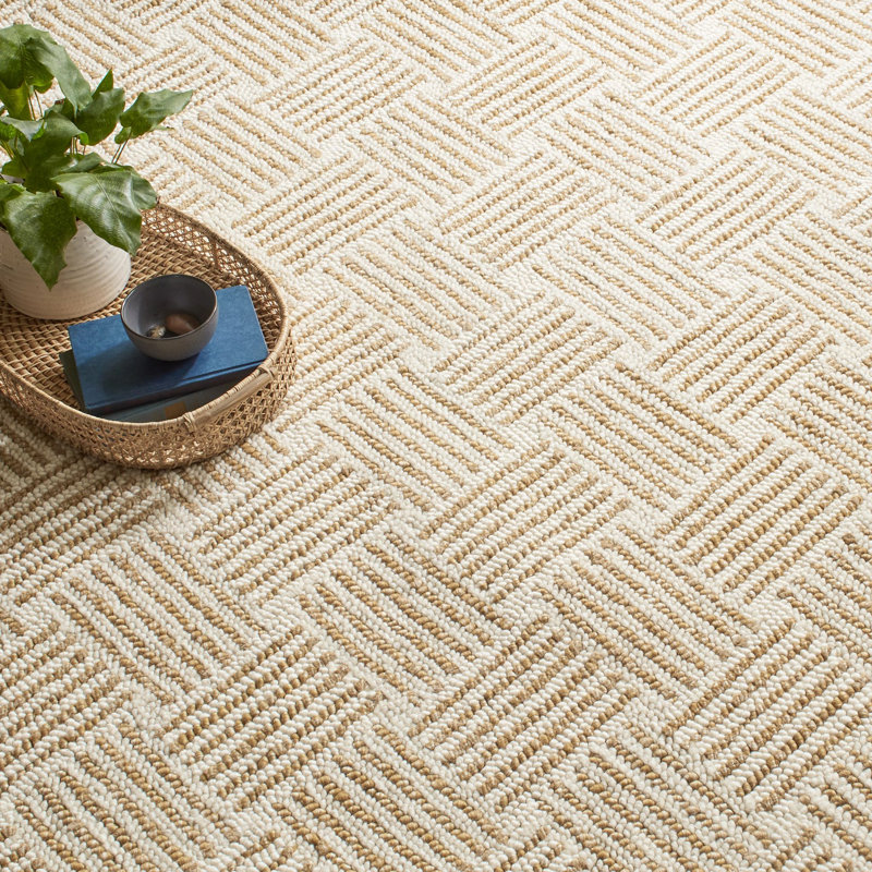 Layers Ochre Hand Hooked Wool Rug, Rectangle 7'6" x 9'6"