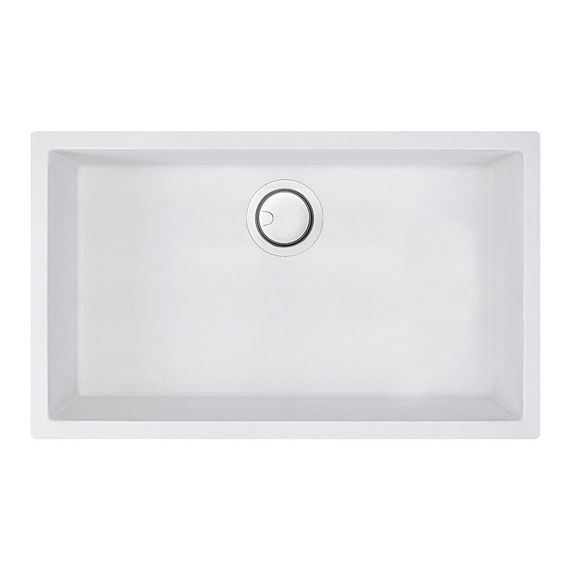 Zero 29.765'' L Single Bowl Granite Kitchen Sink, Total White