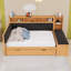 Lit de jour en bois pleine grandeur avec lit gigogne simple et station de charge-1721984836