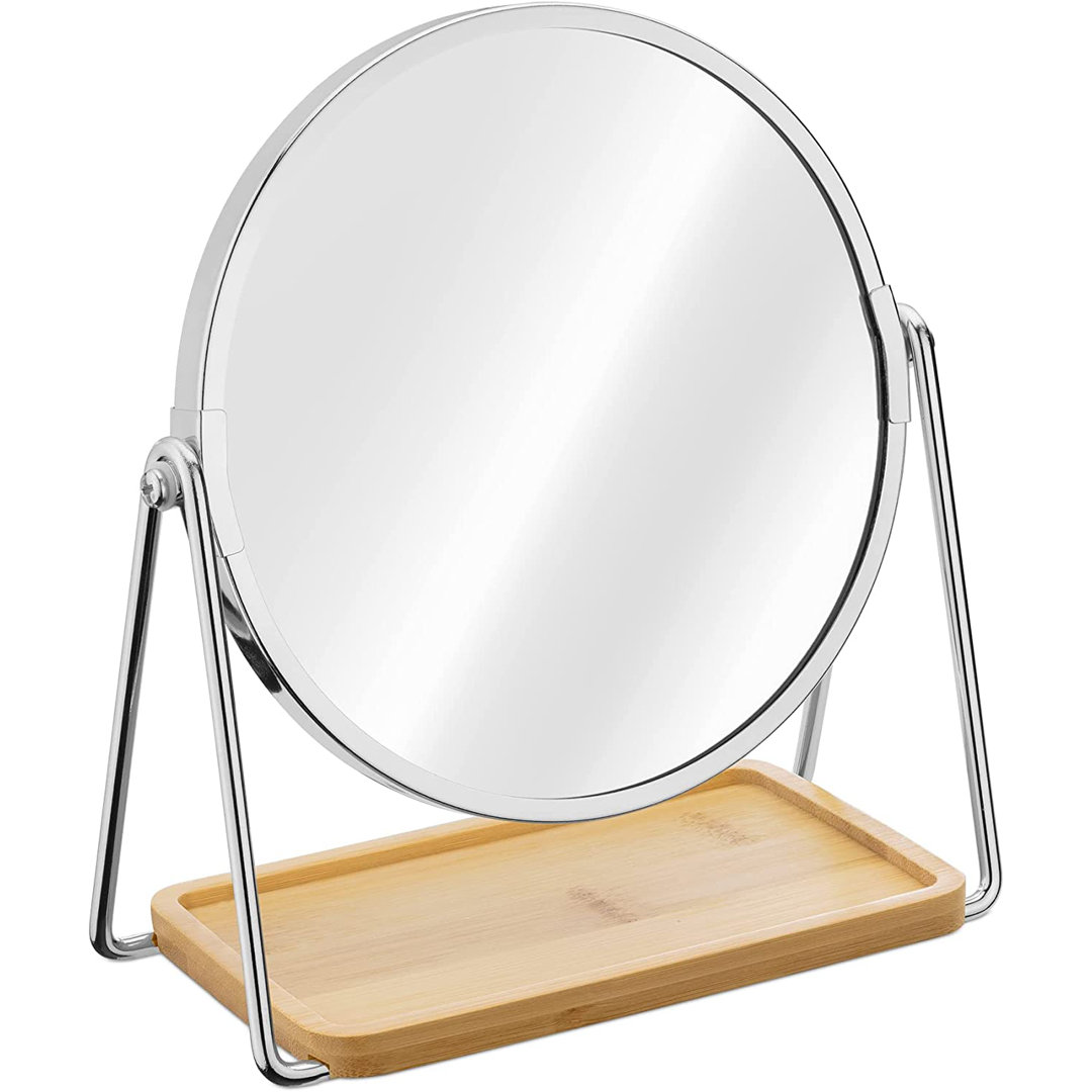 Lesta Round Magnifying Metal Framed Freestanding Makeup/Shaving Mirror
