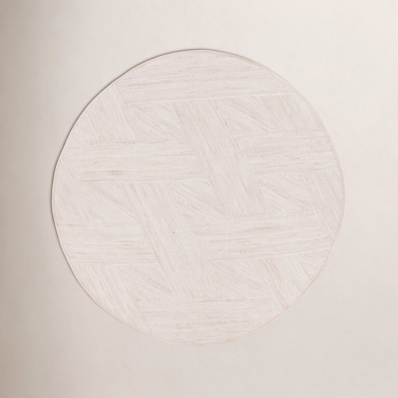 Lizbeth Geometric Handmade Flatweave Cream Area Rug, Round 8'