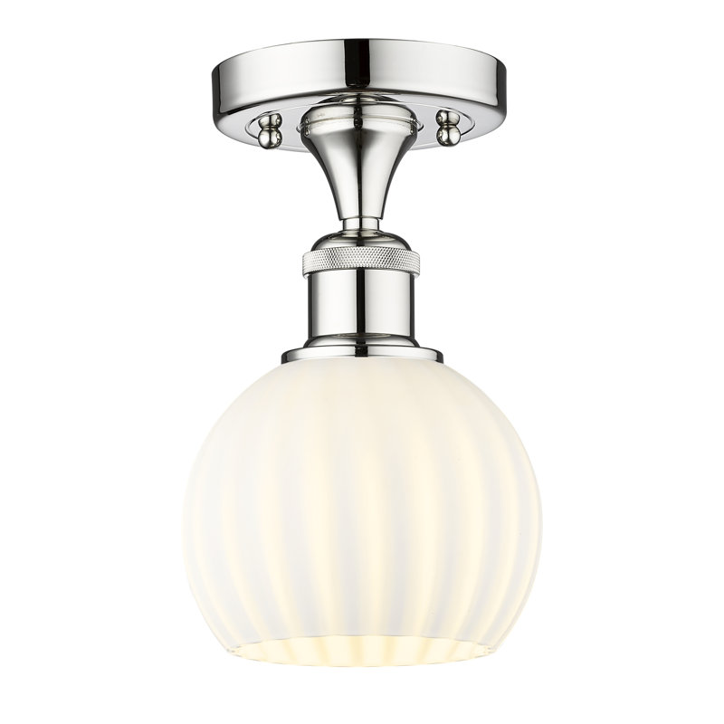 Edison - Adriao - 1 Light Semi-Flush Mount - Adriao Shade, 8.13" H x 6" W x 6" D, Polished Chrome