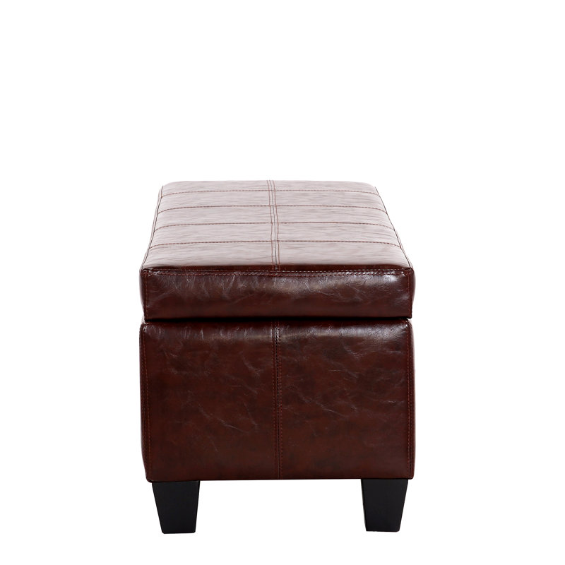 Carnet Faux Leather Upholstered Storage Bench, Espresso