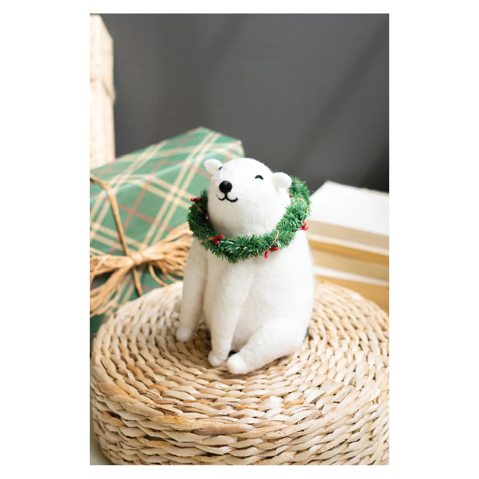 LIGHTED FELT CHRISTMAS POLAR BEAR