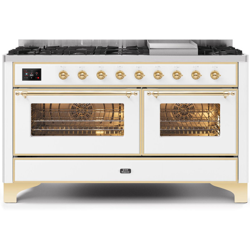 Majestic II 60" 5.02 cu. ft. Freestanding Dual Fuel Range with Griddle, Blue Gray/Chrome, Natural Gas