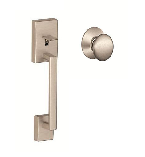 Century Lower Half Handleset with Plymouth Door Knob (Deadbolt Sold Separately), Satin Nickel