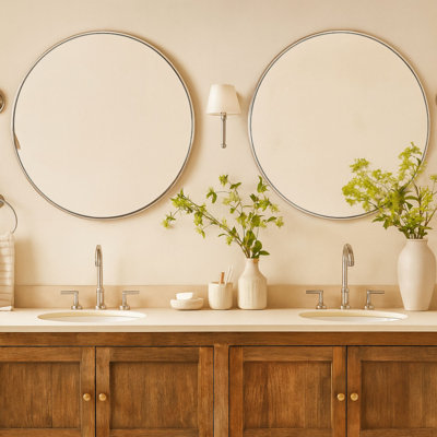  Korra Round Gold Mirror 30 inch, Brushed Brass Circle Mirror for Wall, Gold Wall Mirror for Bathroom Vanity,Bedroom & Entryway