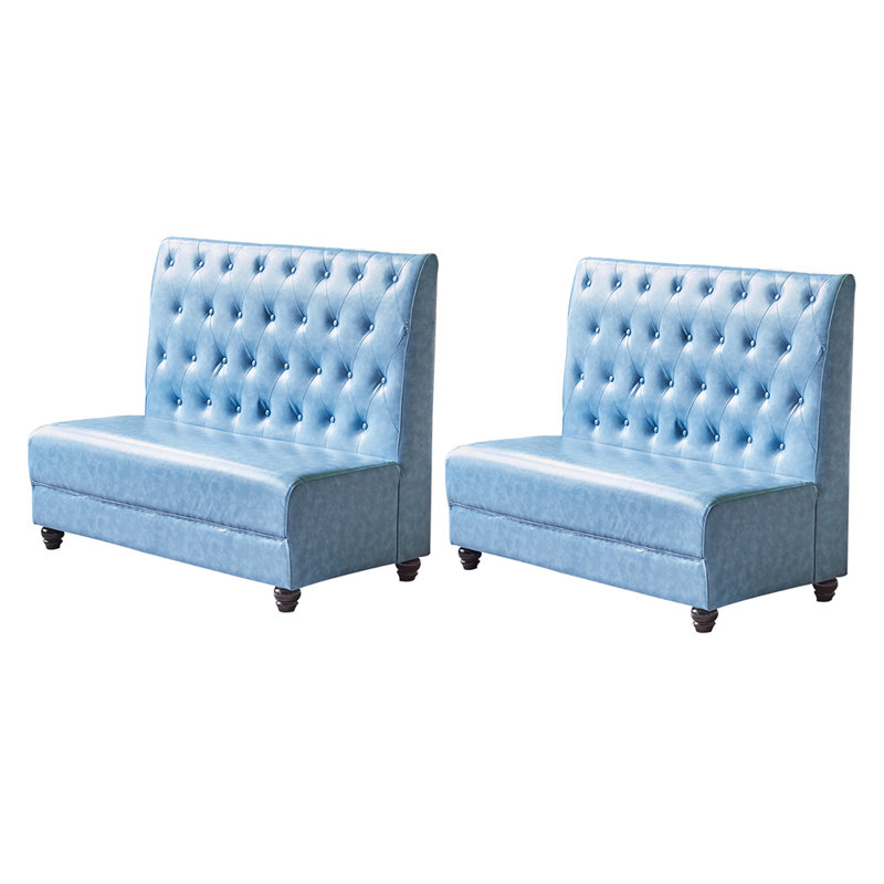 Banc rembourré en similicuir, Bleu