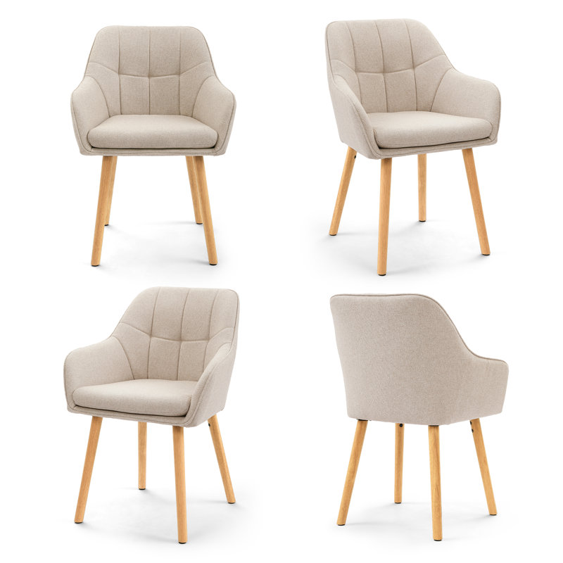 51cm H Upholstered Upholstered Back Armchair, Beige, Beige