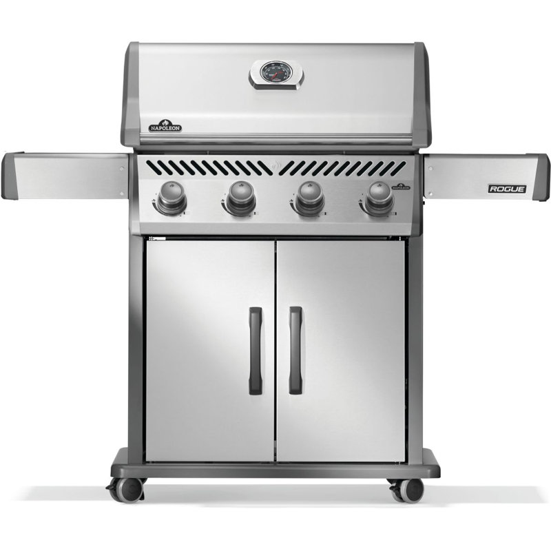 Gril de cuisson à 4 brûleurs avec grilles en fonte Rogue® 525, Acier Inoxydable, Propane liquide