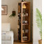 Solid Wood Frame Rectangle Freestanding Mirror with Shelves