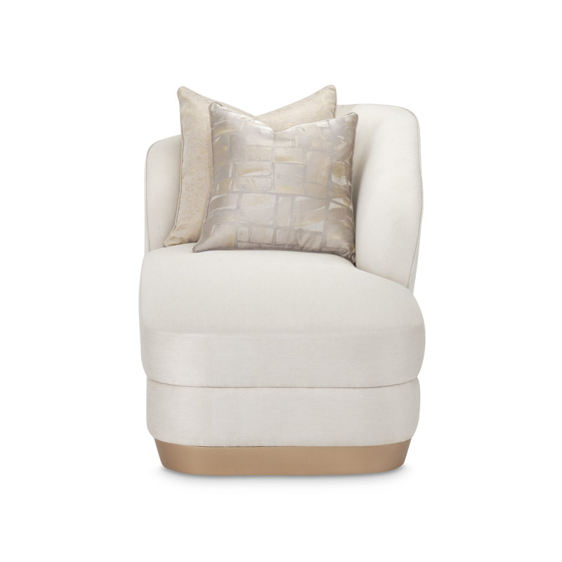 Cream Upholstered Stationary Chaise Lounge with Accent Pillows