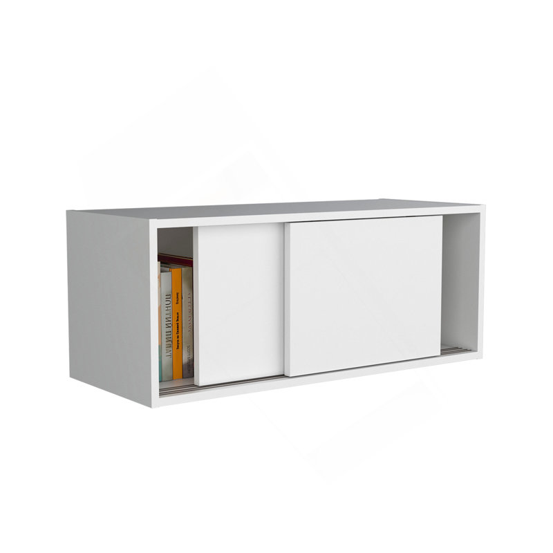 Note 32"W X 13" H Wall Cabinet  With Sliding Doors , Wall Shelf, Storage Cabinet, Bedroom, Office, Living Room, Garage, White