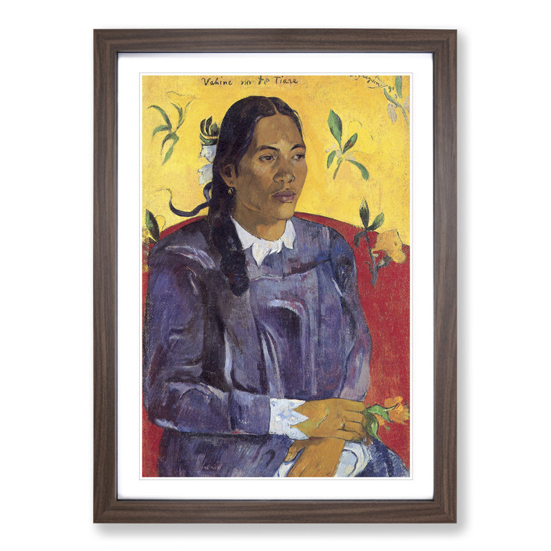 Seated Woman Vol.2 by Paul Gauguin - Picture Frame Painting, Walnut Framed, 48cm H x 36cm W x 2cm D
