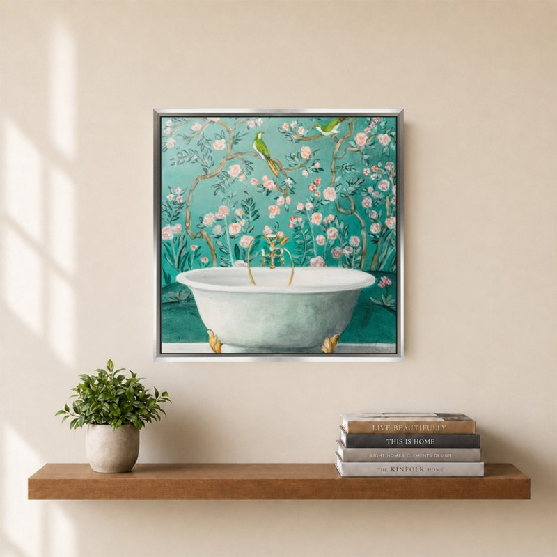 «Chinoiserie Bath II» par Julia Purinton - Impression sur toile, 34" H x 34" W, Silver