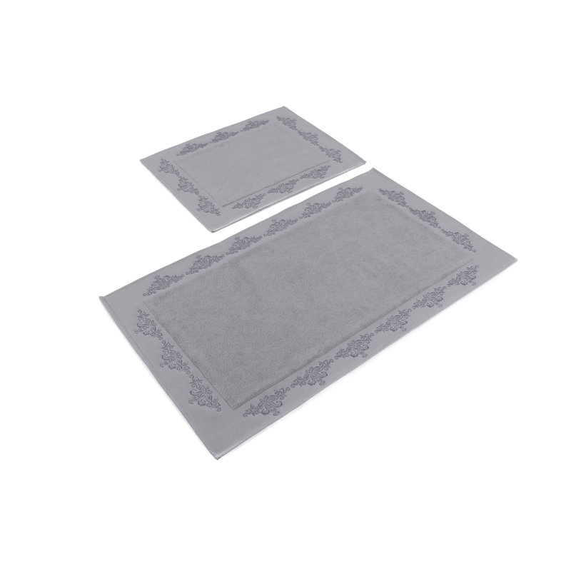 Ensemble de tapis de bain 2 pièces Premium, gris, 19,7 po x 23,6 po et 23,6 po x 39,4 po | 100% coton, 35,3 oz / verge carrée | Doux, absorbant et à séchage rapide | Idéal pour le confort et le style de la salle de bain, lavable à la machine