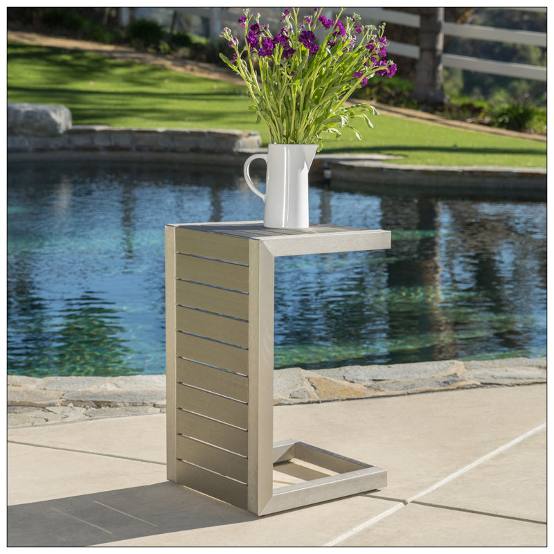 Table en forme de C CAPU CORAL ALU, Argent argent