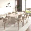 Table de salle à manger extensible pour 4 à 8 personnes, table de cuisine ovale avec base en bois pour salon de famille (inspirée du travertin)