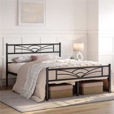 Andray Metal Platform Bed with Cloud-Inspired Design Headboard