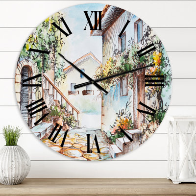 Sunny Day At The City Cozy Street - Horloge murale traditionnelle