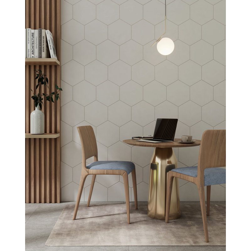 Honeycomb 9in.x10in. Hexagon Porcelain Tile, White Matte