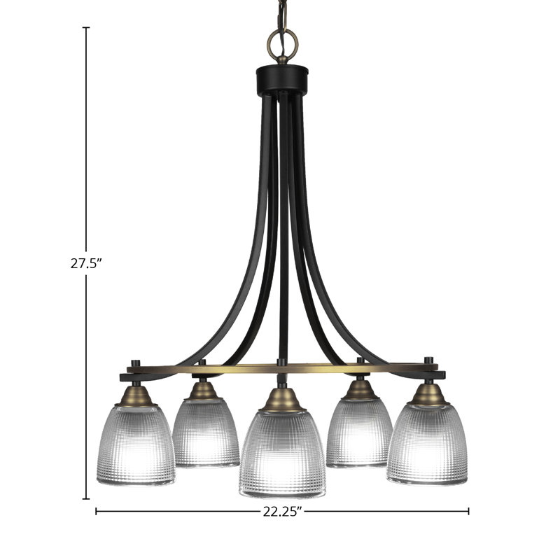 Lustre 5 lumières Michell, Nervuré transparent