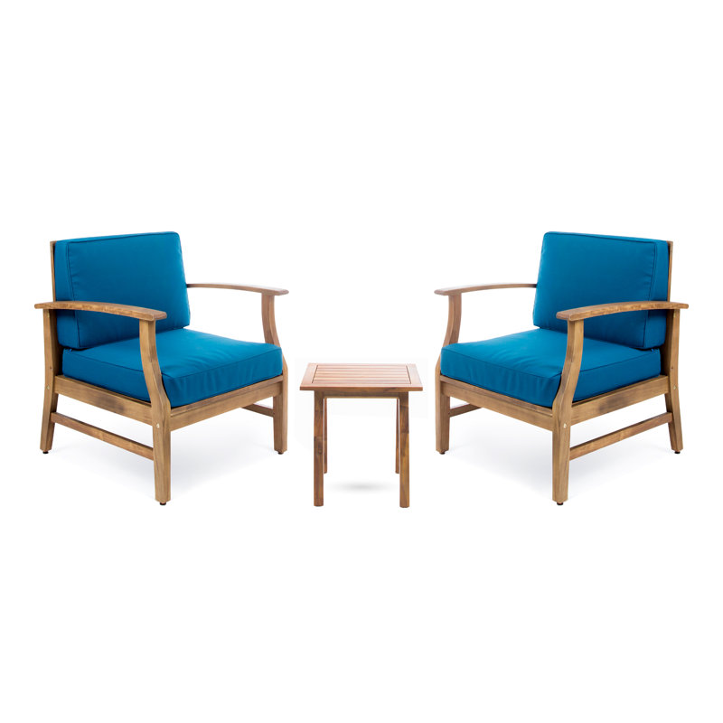 Bevelyn 3 Piece Seating Group with Cushions, Blue