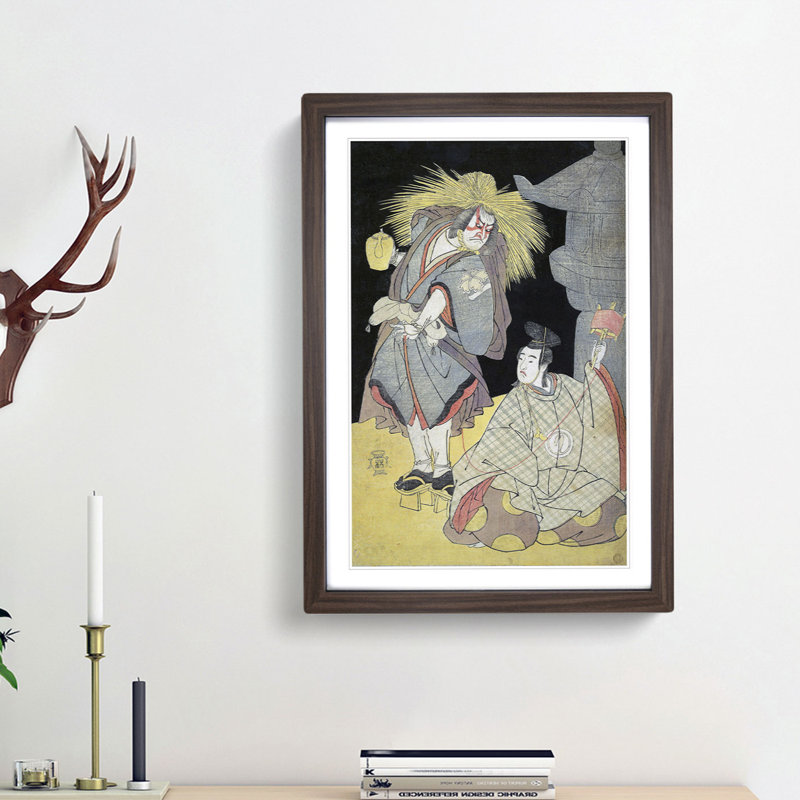 Two Actors by Katsukawa Shunko - Picture Frame Painting Print, Walnut Framed, 36cm H x 27cm W x 2cm D