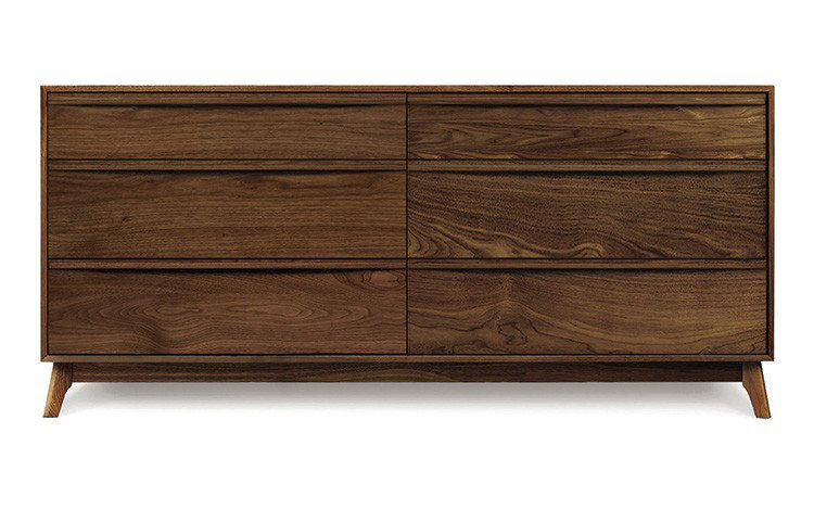 Catalina 6 - Drawer Solid Wood Dresser, Natural Walnut