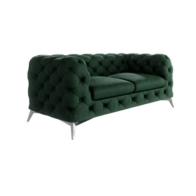 Bixby 2 seater Chesterfield Sofa with Silver Metal Legs