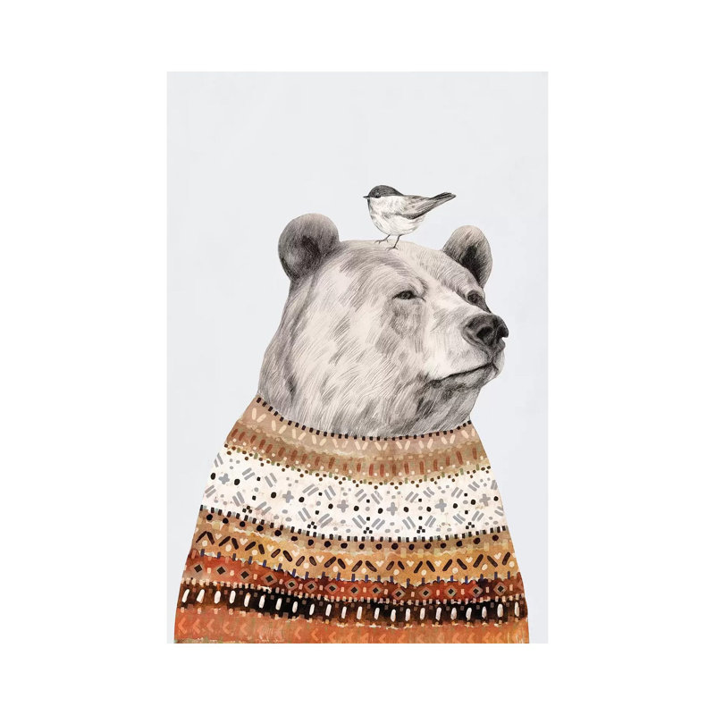 «Fair Isle Bear I» par Victoria Borges - peinture sur toile tendue, H 40 po x l 26 po x P 1,5 po