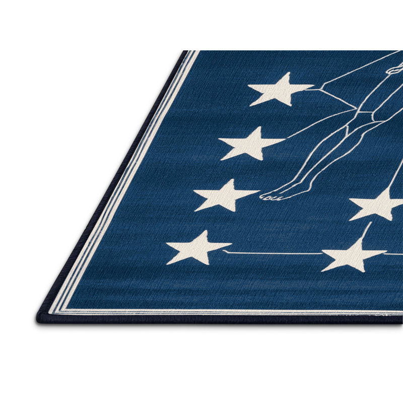 Tapis bleu lavable à la machine, Rectangulaire 3 pi x 5 pi