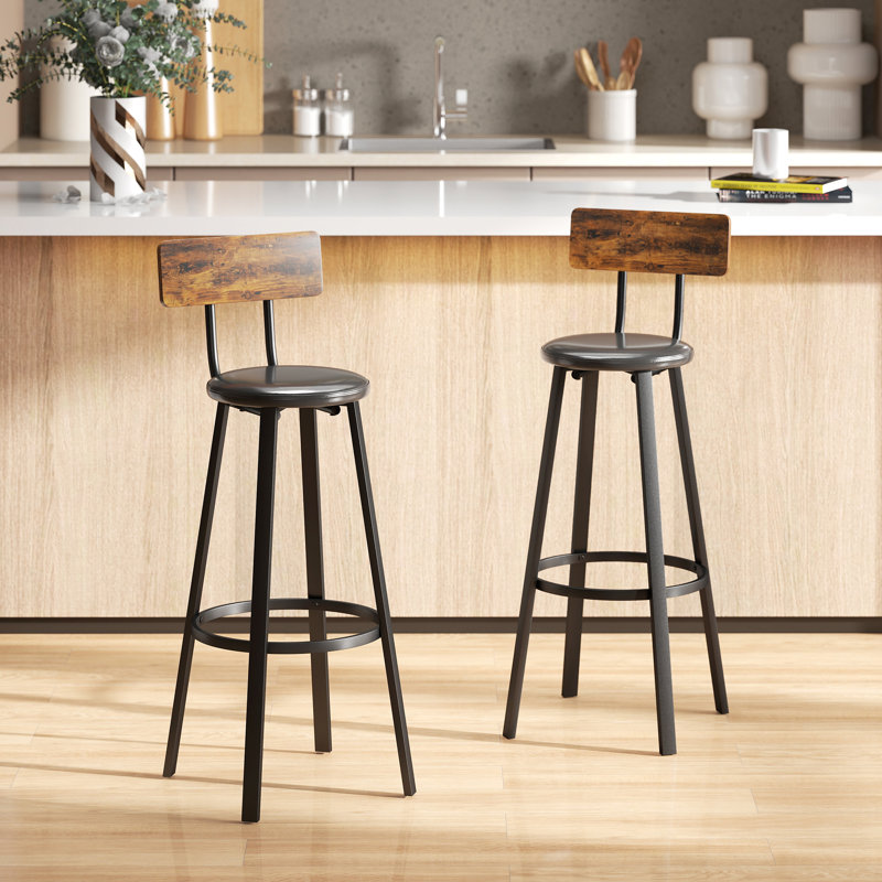 Upholstered Counter Stool with Metal Frame