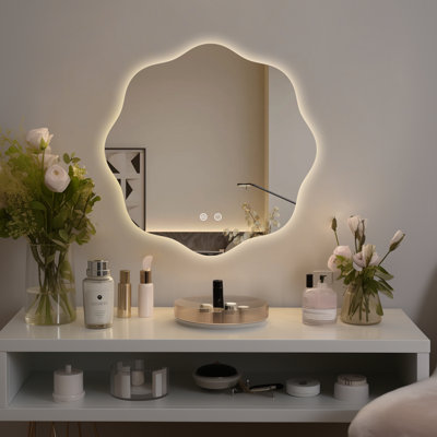 LED Bathroom Round Mirror with Light – Anti-Fog and Adjustable Color Lighting