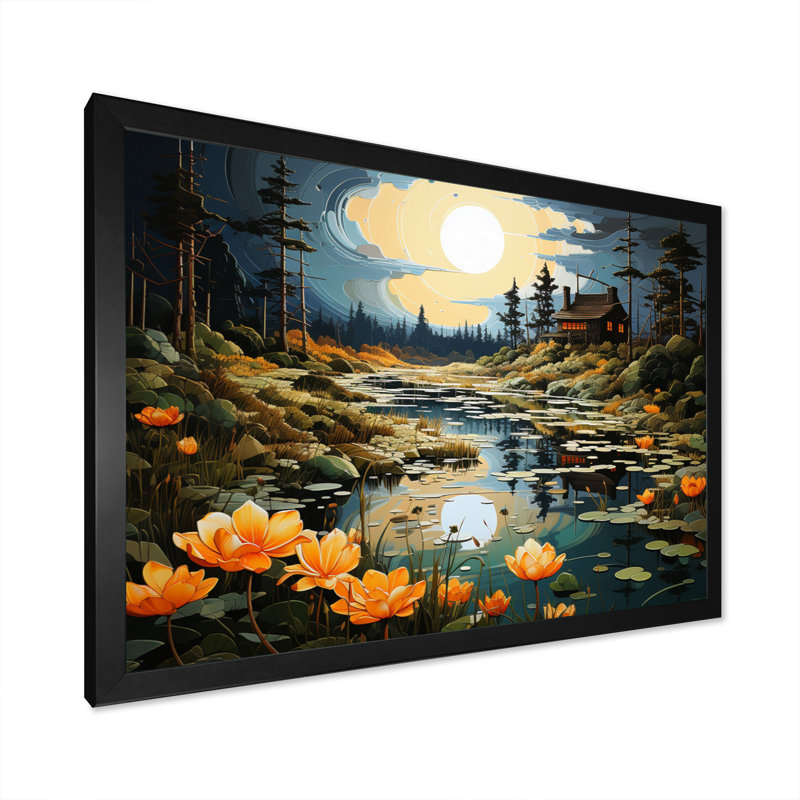 Banasky Barn Of Reflections sur toile, H 12 po x l 20 po x P 1 po, Cadre photo noir
