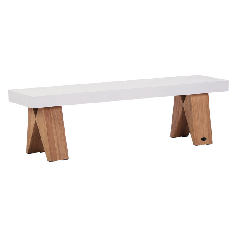 Clip Outdoor Dining Bench, Ivory White