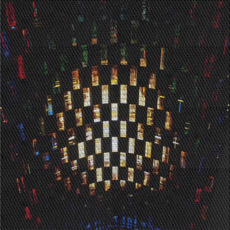 Tapis noir à motif géométrique Kaine, Carré 8 pi