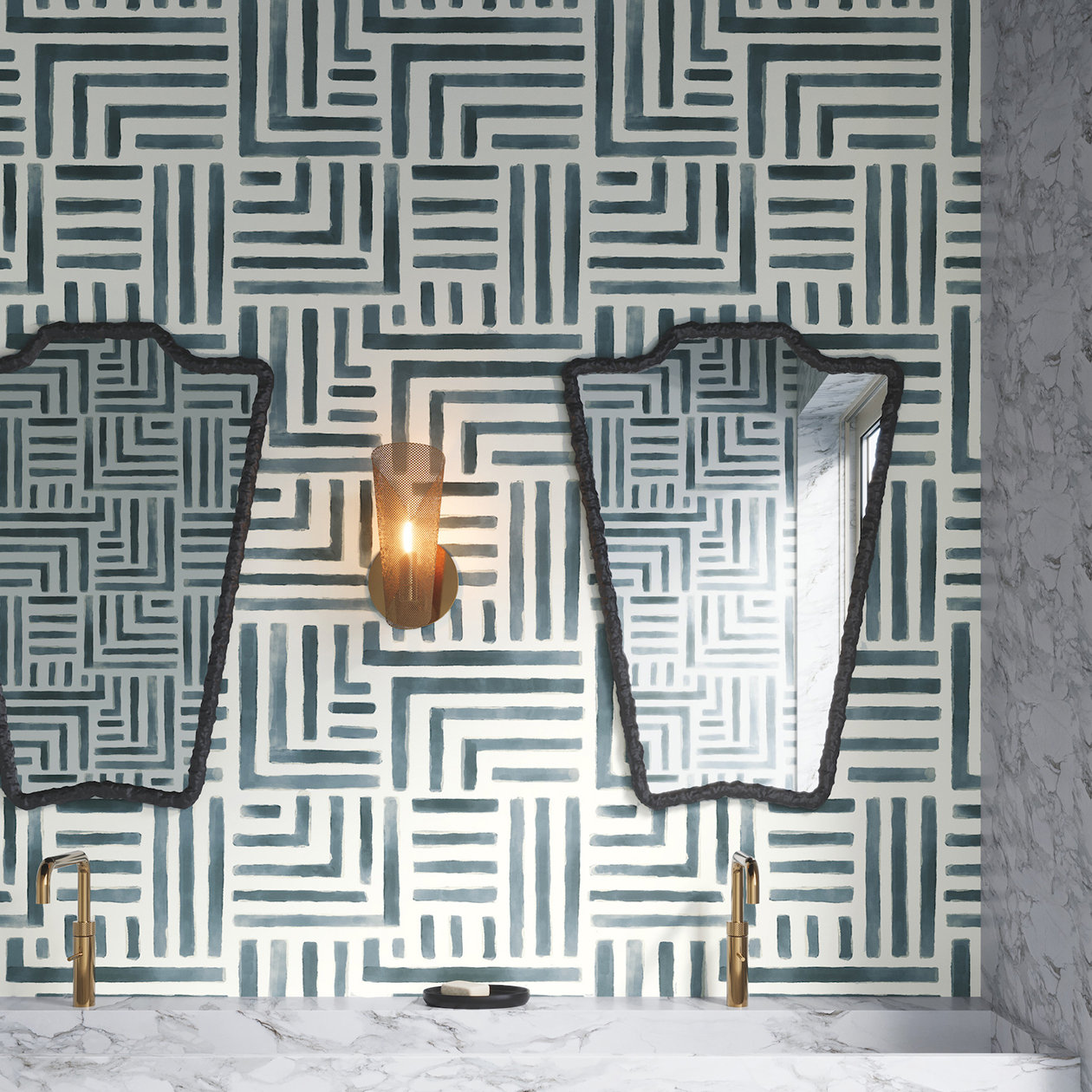 Unpasted Abstract Wallpaper, Aqua