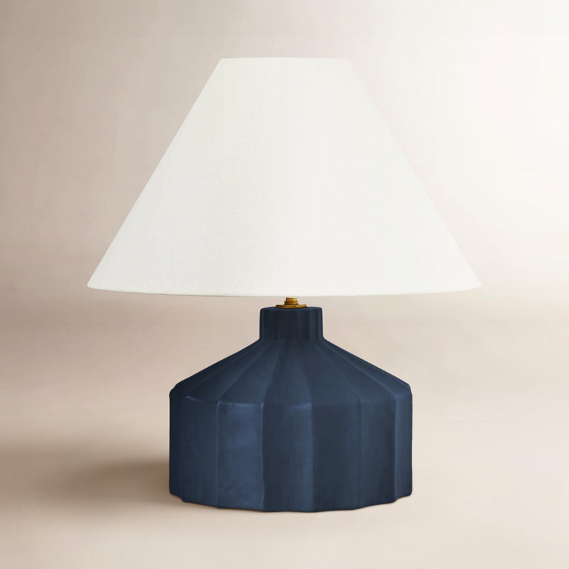 Leesa Ceramic Table Lamp, Matte Blue, 16.5" H x 15" W x 15" D