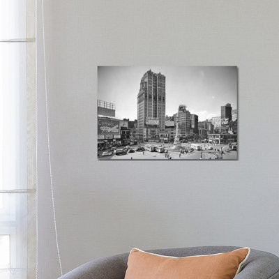 1930s Columbus Circle with Coca Cola Sign and Trolley Cars New York City USA 1 Piece Wrapped Canvas Wall Art