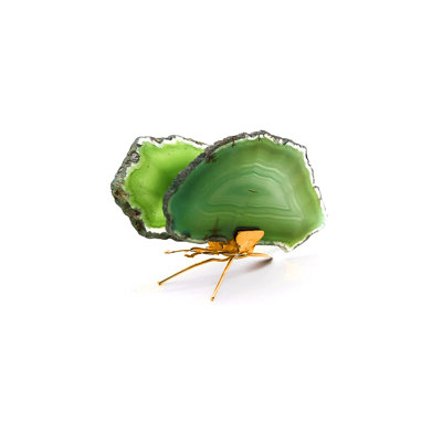 Papillon en tranche d'agate, décor en agate naturelle plaquée
