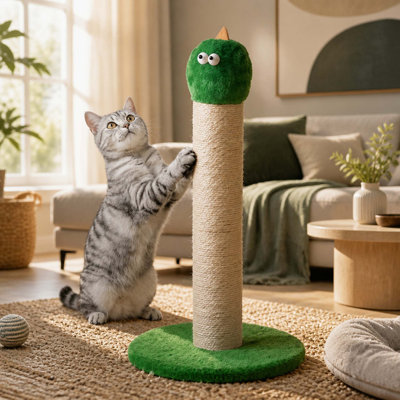 Griffoir pour chat de 56 cm (22 pouces), en sisal, avec jouet interactif suspendu. Griffoir géant pour chats d'intérieur, idéal pour les chatons et les grands chats, vert.