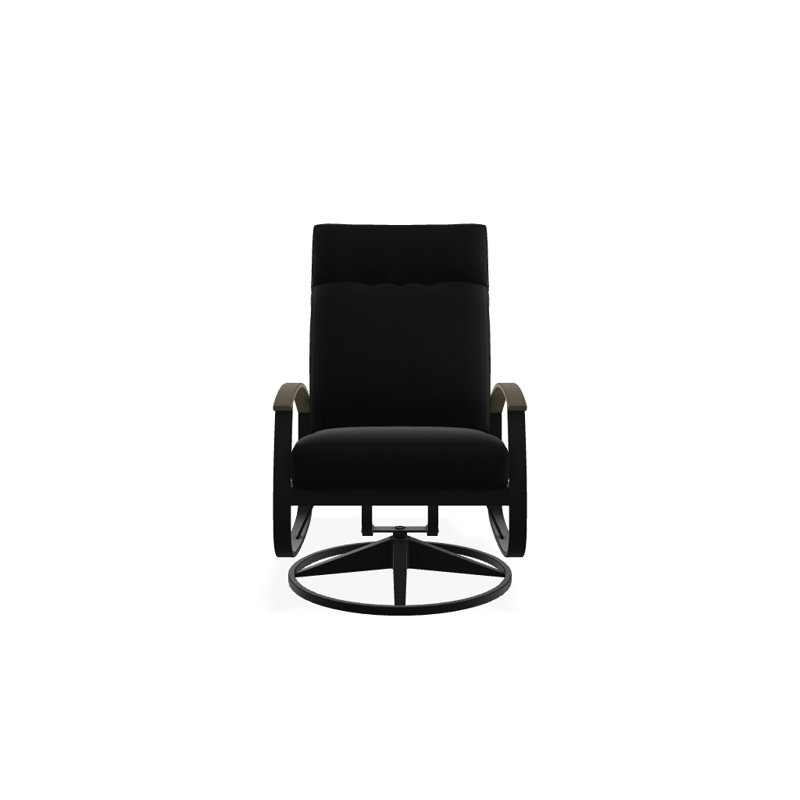 Chaise berçante pivotante réglable avec coussins Askar, Noir 5A, Bois de plage P40, Noir texturé