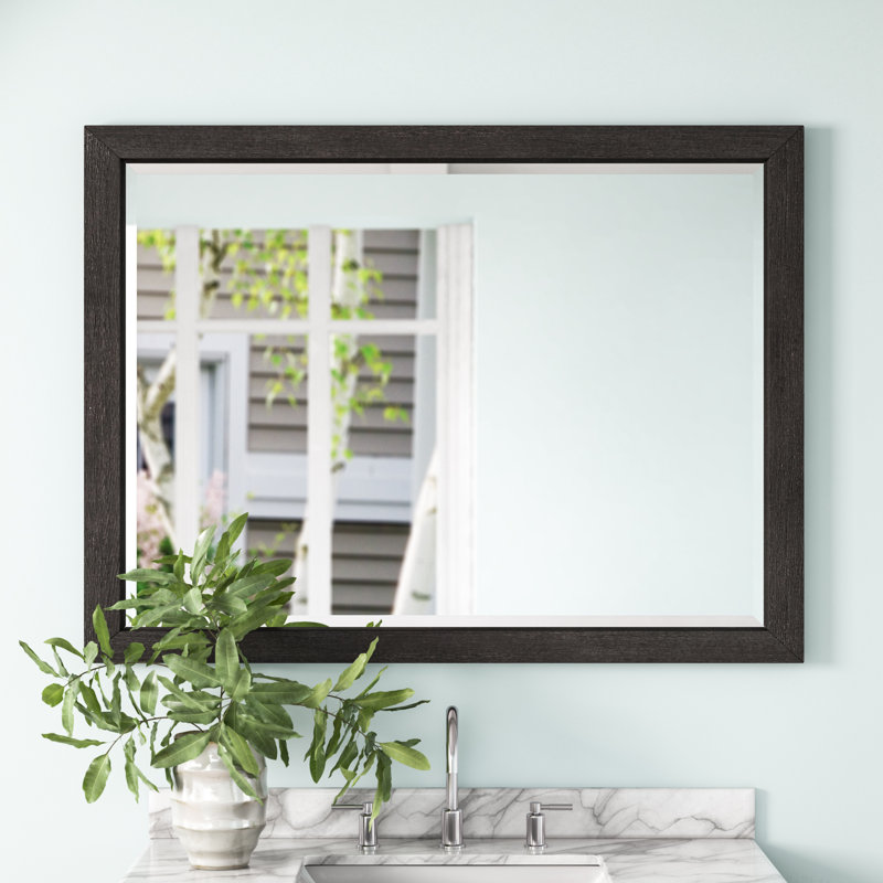 Eloise Wood Flat Mirror, Basalt Gray