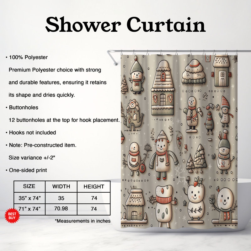 Rideau de douche Snowy, H 74 po x l 71 po