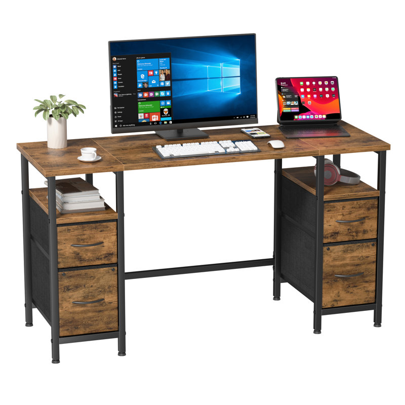 55"W Computer Desk With File Drawer
