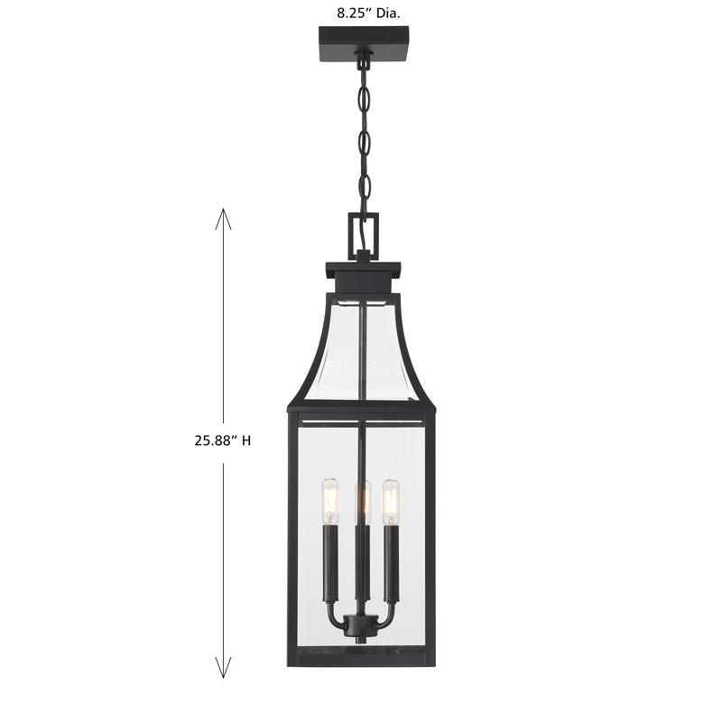 Byrne 3-Light Outdoor Hanging Lantern in Matte Black