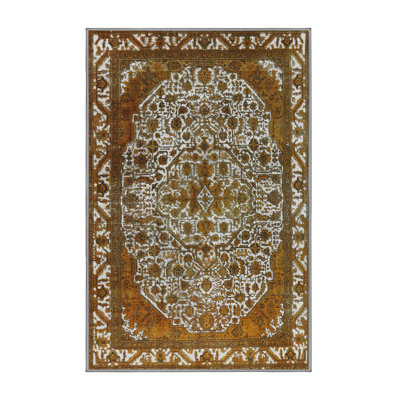 Tapis oriental orange / blanc