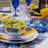 Blue Sunflower Faux Linen Napkin