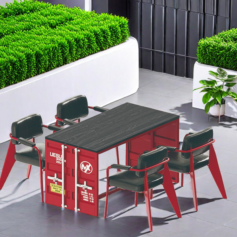 Ensemble de salle à manger rectangulaire L 31,5 po x l 55,2 po Katsuyama, Rose rouge, Rose rouge / noir